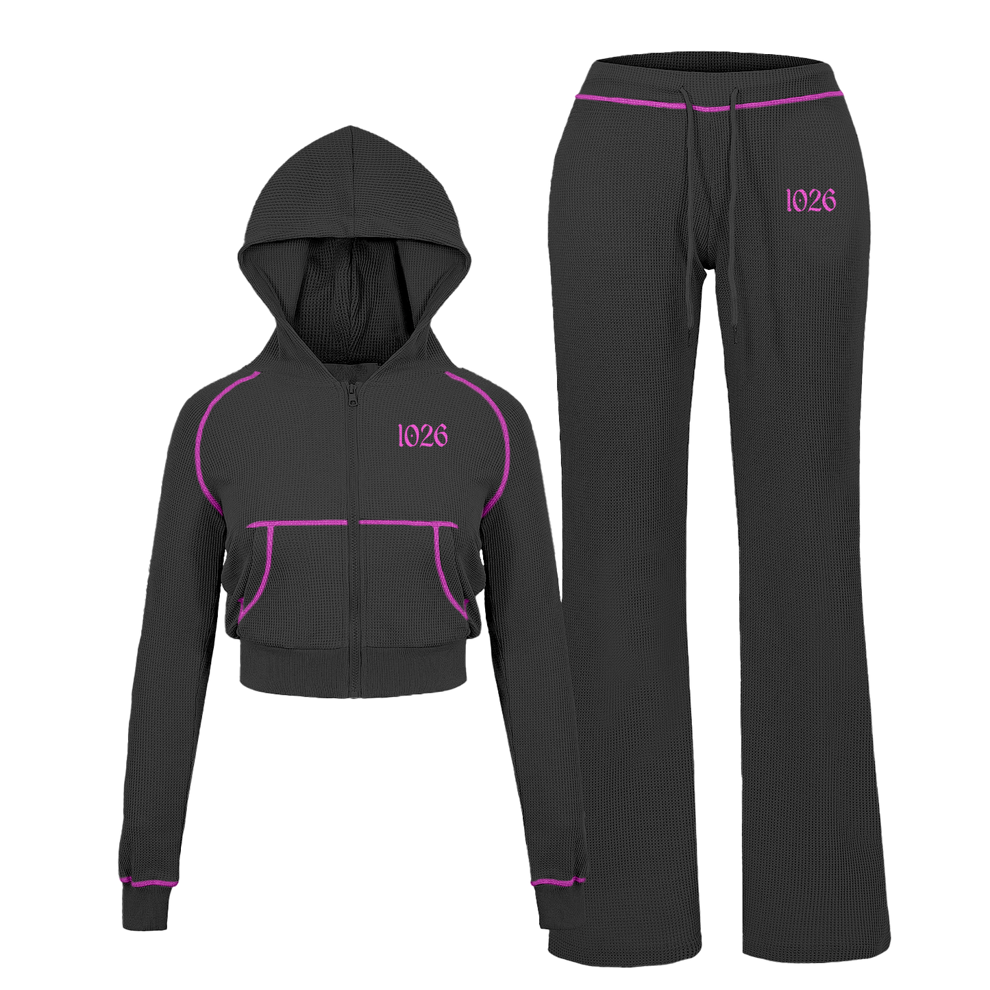 Waffle Knit Set (Black)