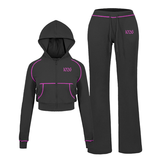 Waffle Knit Set (Black)